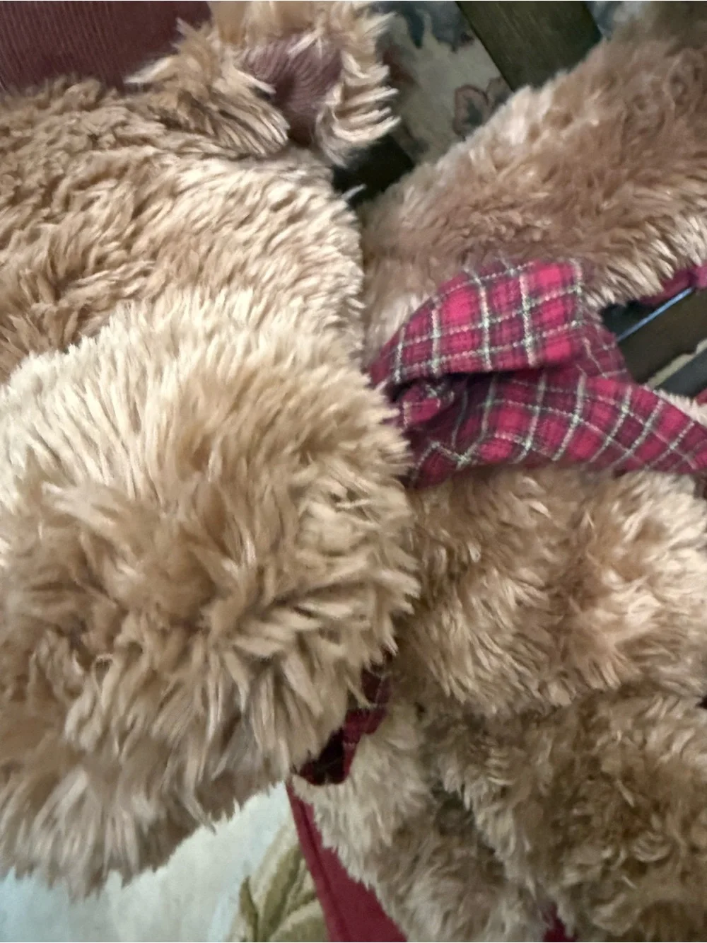 Boyds Bears Brown Plush Moose Dog Toy with Red Plaid Bow